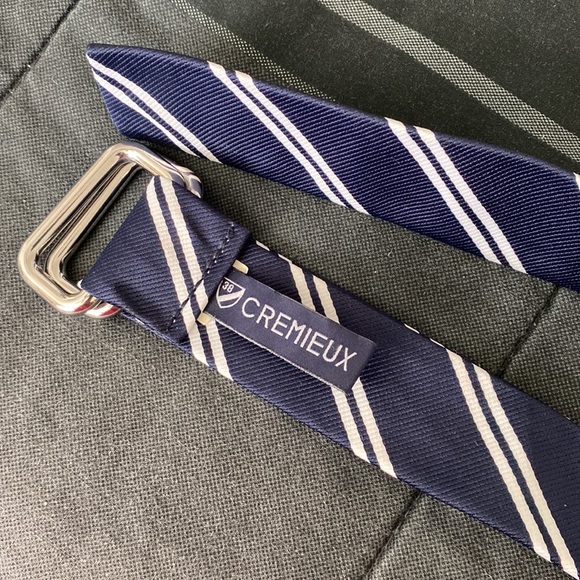 Crémieux double-d navy and white stripes canvas belt - Picture 7 of 17